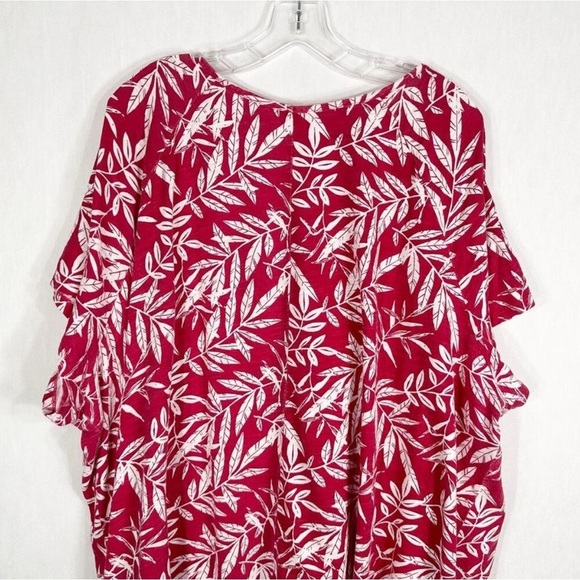 Woman Within Plus Size 3X Women’s Top 30W 32W Red Tropical Floral Print Cotton - Picture 8 of 11